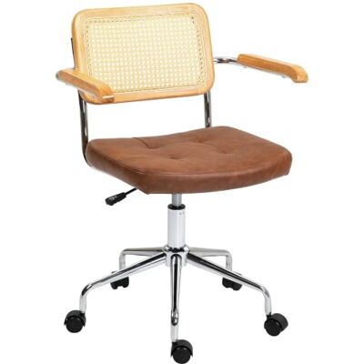 HOMCOM Schwenkbarer Bürostuhl höhenverstellbar 120 kg Braun Bürostuhl, Drehsitz, Armlehnen, Rollen HOMCOM Schwenkbarer Bürostuhl höhenverstellbar 120 kg Braun Bürostuhl, Drehsitz, Armlehnen, Rollen