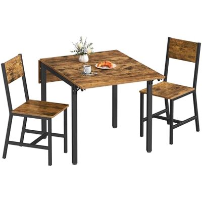 VASAGLE Esstisch mit 2 Esszimmerstühlen, Esszimmermöbel-Set, Essgruppe, für Wohnzimmer, Küche, Metallrahmen, einfache Montage, vintagebraun-schwarz KDT078S03V1 VASAGLE Esstisch mit 2 Esszimmerstühlen, Esszimmermöbel-Set, Essgruppe, für Wohnzimmer, Küche, Metallrahmen, einfache Montage, vintagebraun-schwarz KDT078S03V1