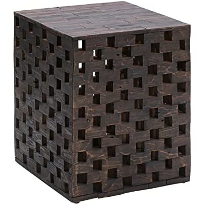 Amazon Hocker und Pflanzenständer aus recyceltem Holz, in Schachbrett-Optik, für draußen, kakaofarben Amazon Hocker und Pflanzenständer aus recyceltem Holz, in Schachbrett-Optik, für draußen, kakaofarben