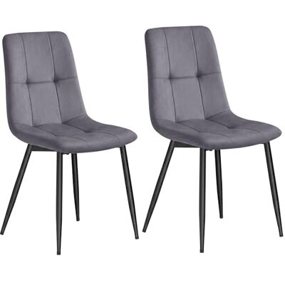 VASAGLE Esszimmerstühle Samt, Küchenstühle bis 120 kg belastbar, Sessel mit verstellbaren Füßen, modern, gepolstert, für Wohnzimmer, 2er Set, schiefergrau KDC088GN01 VASAGLE Esszimmerstühle Samt, Küchenstühle bis 120 kg belastbar, Sessel mit verstellbaren Füßen, modern, gepolstert, für Wohnzimmer, 2er Set, schiefergrau KDC088GN01