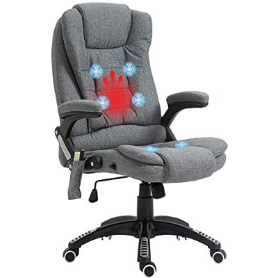 Vinsetto Bürostuhl mit Massagefunktion Leinenoptik Chefsessel Grau Heizfunktion, Liegefunktion, Wippfunktion, Ergonomisch, Höhenverstellbar, 360° Drehbar, Computerstuhl, Seitentasche Vinsetto Bürostuhl mit Massagefunktion Leinenoptik Chefsessel Grau Heizfunktion, Liegefunktion, Wippfunktion, Ergonomisch, Höhenverstellbar, 360° Drehbar, Computerstuhl, Seitentasche