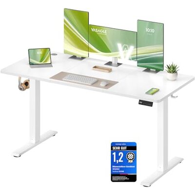 VASAGLE Höhenverstellbarer Schreibtisch, Stehtisch, Computertisch, Erinnerung bei langem Sitzen, Memory-Funktion mit 4 Höhen, für Büro, 140 x 60 cm, wolkenweiß LSD314WZ03 VASAGLE Höhenverstellbarer Schreibtisch, Stehtisch, Computertisch, Erinnerung bei langem Sitzen, Memory-Funktion mit 4 Höhen, für Büro, 140 x 60 cm, wolkenweiß LSD314WZ03
