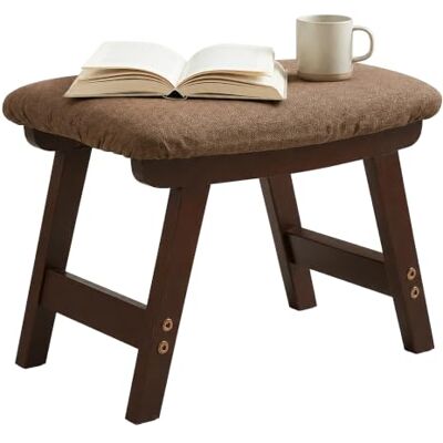 Relaxdays Fußhocker aus Holz, gepolsterte Fußablage, HxBxT: 29x40x25 cm, Flur, Wohnzimmer, Beistellhocker, braun Relaxdays Fußhocker aus Holz, gepolsterte Fußablage, HxBxT: 29x40x25 cm, Flur, Wohnzimmer, Beistellhocker, braun