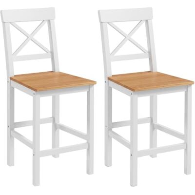 HOMCOM Barhocker Barstuhl aus Kiefernholz mit Lehne 2er Set 60,2 cm Natur Tresenhocker mit Fußstütze, Küchenstühle mit Landhaus-Stil, Küche, Wohnzimmer, Esszimmer, Bartisch HOMCOM Barhocker Barstuhl aus Kiefernholz mit Lehne 2er Set 60,2 cm Natur Tresenhocker mit Fußstütze, Küchenstühle mit Landhaus-Stil, Küche, Wohnzimmer, Esszimmer, Bartisch