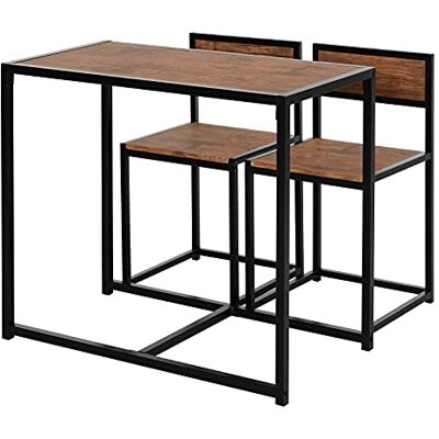 HOMCOM 3-TLG. Essgruppe, Küchentisch mit 2 Stühlen, Esstisch Set, Esszimmergruppe, Esstisch für Esszimmer, Küche, Metall, Natur HOMCOM 3-TLG. Essgruppe, Küchentisch mit 2 Stühlen, Esstisch Set, Esszimmergruppe, Esstisch für Esszimmer, Küche, Metall, Natur