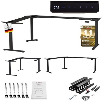 ALBATROS Lift L7B Eckschreibtisch Gestell Schwarz, 3 Motoren, Kabelkanal Elektrisch höhenverstellbar, stufenlos in Höhe, Breite & Winkel, Homeoffice & Büro, ergonomisch, leise, robust & belastbar ALBATROS Lift L7B Eckschreibtisch Gestell Schwarz, 3 Motoren, Kabelkanal Elektrisch höhenverstellbar, stufenlos in Höhe, Breite & Winkel, Homeoffice & Büro, ergonomisch, leise, robust & belastbar