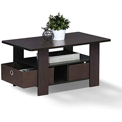 Furinno Andrey Couchtisch mit Schublade, Dunkles Walnussholz, Dunkler Walnuss Furinno Andrey Couchtisch mit Schublade, Dunkles Walnussholz, Dunkler Walnuss