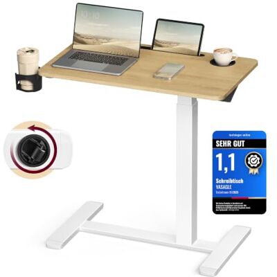 VASAGLE Beistelltisch mit Rollen, mobiler Stehtisch, 70 x 40 cm große Tischplatte, verstellbare Höhe, 2 Getränkehalter, Schlitz für Handy oder Tablet, goldeichenfarben LSD600YA01 VASAGLE Beistelltisch mit Rollen, mobiler Stehtisch, 70 x 40 cm große Tischplatte, verstellbare Höhe, 2 Getränkehalter, Schlitz für Handy oder Tablet, goldeichenfarben LSD600YA01