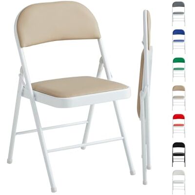 mcc direct 1 Stück Klappstuhl, Kunstleder Klappstuhl mit Metallrahmen und gepolstertem Sitz, einfach zu Falten und aufzubewahren für Zuhause, Büro, Esszimmer und Empfang (Weiß) mcc direct 1 Stück Klappstuhl, Kunstleder Klappstuhl mit Metallrahmen und gepolstertem Sitz, einfach zu Falten und aufzubewahren für Zuhause, Büro, Esszimmer und Empfang (Weiß)