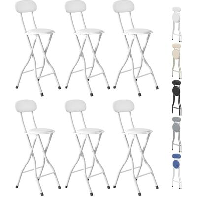 mcc direct Klappbare Barhocker, 6er-Set, für Frühstückstheke, Küche und Restaurant, klappbare Stühle aus Kunstleder mit Metallgestell, gepolsterte hohe Stühle (Weiß) mcc direct Klappbare Barhocker, 6er-Set, für Frühstückstheke, Küche und Restaurant, klappbare Stühle aus Kunstleder mit Metallgestell, gepolsterte hohe Stühle (Weiß)