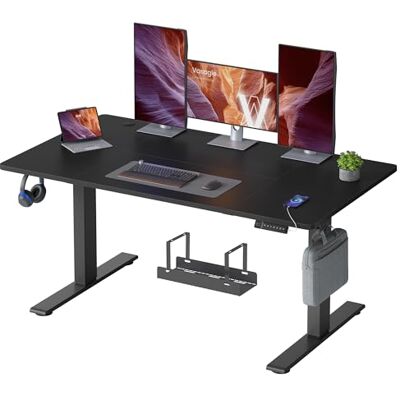 VASAGLE Höhenverstellbarer Schreibtisch, 140 x 80 cm, USB-C-Anschluss, Ablage für Steckdosenleiste, Stehtisch, Erinnerung bei langem Sitzen, 3 Speichertasten, für Büro, tintenschwarz LSD144BZ02 VASAGLE Höhenverstellbarer Schreibtisch, 140 x 80 cm, USB-C-Anschluss, Ablage für Steckdosenleiste, Stehtisch, Erinnerung bei langem Sitzen, 3 Speichertasten, für Büro, tintenschwarz LSD144BZ02