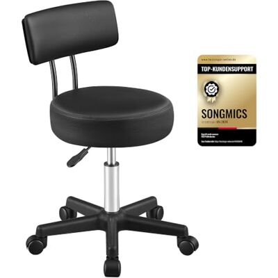 SONGMICS Rollhocker, höhenverstellbar, Drehhocker, bis 150 kg belastbar Bürohocker mit Rollen, PU-Bezug, für Kosmetikstudio, Labor, Werkstatt, Tintenschwarz, ACTIVO Kollektion OSC071B101 SONGMICS Rollhocker, höhenverstellbar, Drehhocker, bis 150 kg belastbar Bürohocker mit Rollen, PU-Bezug, für Kosmetikstudio, Labor, Werkstatt, Tintenschwarz, ACTIVO Kollektion OSC071B101
