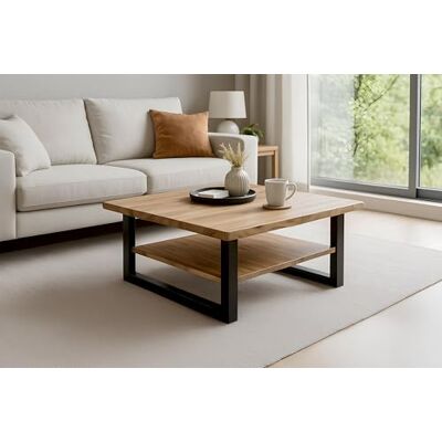 SAM Couchtisch Patrick 90x90 cm Akazie Natur lackiert U-Gestell schwarz Akazienholz massiv + naturfarben, Sofatisch mit Ablage, echte Baumkante, Beistelltisch, Metallgestell SAM Couchtisch Patrick 90x90 cm Akazie Natur lackiert U-Gestell schwarz Akazienholz massiv + naturfarben, Sofatisch mit Ablage, echte Baumkante, Beistelltisch, Metallgestell