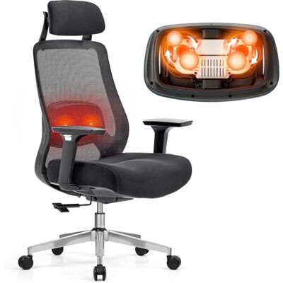 FlexiSpot MasterEase Massage Bürostuhl, ergonomischer High-Back-Schreibtischstuhl mit 3D-Armlehnen, 2D-Lendenstütze mit Heiz und Massagefunktion, 4-Fach Verstellbarer Rückenlehne, Schwarz FlexiSpot MasterEase Massage Bürostuhl, ergonomischer High-Back-Schreibtischstuhl mit 3D-Armlehnen, 2D-Lendenstütze mit Heiz und Massagefunktion, 4-Fach Verstellbarer Rückenlehne, Schwarz