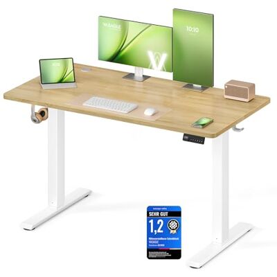 VASAGLE Höhenverstellbarer Schreibtisch, Stehtisch, Computertisch, Erinnerung bei langem Sitzen, Memory-Funktion mit 4 Höhen, für Büro, 120 x 60 cm, goldeichenfarben LSD312YA03 VASAGLE Höhenverstellbarer Schreibtisch, Stehtisch, Computertisch, Erinnerung bei langem Sitzen, Memory-Funktion mit 4 Höhen, für Büro, 120 x 60 cm, goldeichenfarben LSD312YA03