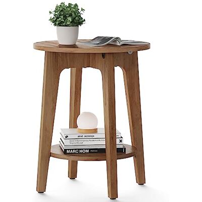 VASAGLE MAEZO Kollektion Beistelltisch, Sofatisch, Kleiner runder Tisch für Wohnzimmer, Nachttisch für kleine Räume, mit unterer Ablage, moderner Stil, honigbraun LET283T41V1 VASAGLE MAEZO Kollektion Beistelltisch, Sofatisch, Kleiner runder Tisch für Wohnzimmer, Nachttisch für kleine Räume, mit unterer Ablage, moderner Stil, honigbraun LET283T41V1