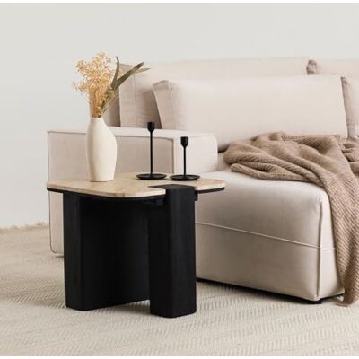 IDIMEX Couchtisch DELHI 50 cm aus Travertin und Mango Massivholz, Beige/Schwarz Moderner Wohnzimmertisch, Design Beistelltisch, Sofatisch mit eingefasster Tischplatte, Clubtisch, Coffee Table modern IDIMEX Couchtisch DELHI 50 cm aus Travertin und Mango Massivholz, Beige/Schwarz Moderner Wohnzimmertisch, Design Beistelltisch, Sofatisch mit eingefasster Tischplatte, Clubtisch, Coffee Table modern