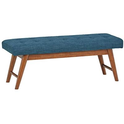 Amazon Moderne gepolsterte Polsterbank mit Knopf, Schlafzimmer, Eingangsbereich, Massivholz, Marineblau, 112 cm Amazon Moderne gepolsterte Polsterbank mit Knopf, Schlafzimmer, Eingangsbereich, Massivholz, Marineblau, 112 cm