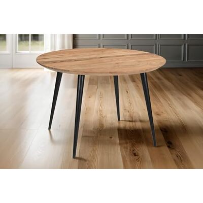 SAM Runder Esstisch Kimberly Ø 120 cm Akazie Natur 4-Fuß-Gestell schwarz Esszimmertisch massiv, Schweizer Kante, konisches Metallgestell, pflegeleichter Holztisch SAM Runder Esstisch Kimberly Ø 120 cm Akazie Natur 4-Fuß-Gestell schwarz Esszimmertisch massiv, Schweizer Kante, konisches Metallgestell, pflegeleichter Holztisch