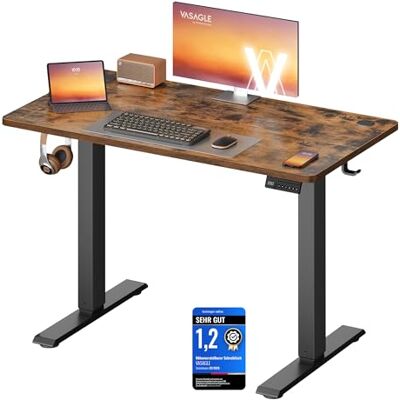 VASAGLE Höhenverstellbarer Schreibtisch, Stehtisch, Computertisch, Erinnerung bei langem Sitzen, Memory-Funktion mit 4 Höhen, für Büro, 100 x 60 cm, vintagebraun LSD310KD03 VASAGLE Höhenverstellbarer Schreibtisch, Stehtisch, Computertisch, Erinnerung bei langem Sitzen, Memory-Funktion mit 4 Höhen, für Büro, 100 x 60 cm, vintagebraun LSD310KD03