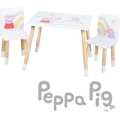 roba Kindersitzgruppe Peppa Pig 2 Kinderstühle & 1 Tisch für Kinder Sitzgarnitur mit rosa Zeichentrick Motiv Holz weiß / natur ab 18 Monaten… roba Kindersitzgruppe Peppa Pig 2 Kinderstühle & 1 Tisch für Kinder Sitzgarnitur mit rosa Zeichentrick Motiv Holz weiß / natur ab 18 Monaten…