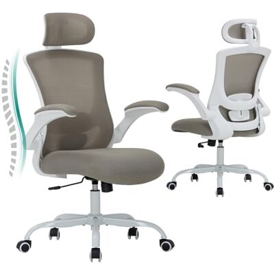 COLAMY Bürostuhl Ergonomisch, Netz-Schreibtischstuhl mit Verstellbarer Kopfstütze, Chefsessel Office Chair mit Lendenwirbelstütze, Verstellbarer Neigungsverschluss Drehstuhl, Khaki COLAMY Bürostuhl Ergonomisch, Netz-Schreibtischstuhl mit Verstellbarer Kopfstütze, Chefsessel Office Chair mit Lendenwirbelstütze, Verstellbarer Neigungsverschluss Drehstuhl, Khaki