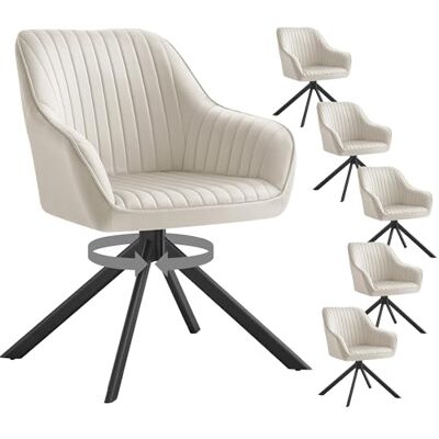 SONGMICS Esszimmerstuhl, bis 120 kg belastbar, Küchenstuhl, Sessel drehbar, Samt, Polsterstuhl mit Armlehnen, Stahlbeine, für Esszimmer, Küche, 6er Set, cappuccinobeige-tintenschwarz KDC161LH01V2-6J SONGMICS Esszimmerstuhl, bis 120 kg belastbar, Küchenstuhl, Sessel drehbar, Samt, Polsterstuhl mit Armlehnen, Stahlbeine, für Esszimmer, Küche, 6er Set, cappuccinobeige-tintenschwarz KDC161LH01V2-6J