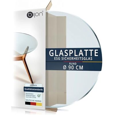 bijon Glasplatte Rund Tisch ESG Sicherheitsglas Für Esstisch, Couchtisch, Gartentisch, Schreibtisch, Bodenplatte, Funkenschutz, Kaminschutz Glasplatte Ø 90 cm bijon Glasplatte Rund Tisch ESG Sicherheitsglas Für Esstisch, Couchtisch, Gartentisch, Schreibtisch, Bodenplatte, Funkenschutz, Kaminschutz Glasplatte Ø 90 cm