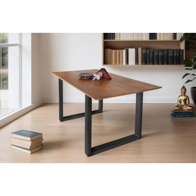 SAM Esstisch Atlanta 160x85 cm Akazie nussbaum Schweizer Kante U schwarz massiver Holztisch, Akazienholz nussbaumfarben, 26 mm Tischplatte, Metallgestell, Esszimmertisch SAM Esstisch Atlanta 160x85 cm Akazie nussbaum Schweizer Kante U schwarz massiver Holztisch, Akazienholz nussbaumfarben, 26 mm Tischplatte, Metallgestell, Esszimmertisch