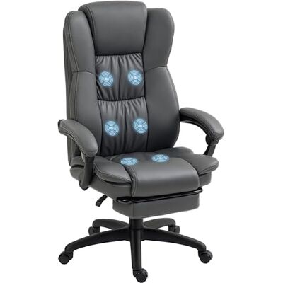 Vinsetto Bürostuhl mit Massagefunktion Ergonomischer Chefsessel, Dunkelgrau Liegefunktion, Fußstütze, Höhenverstellbar, 360° Drehbar, Computerstuhl mit Fernbedienung, Kunstleder Vinsetto Bürostuhl mit Massagefunktion Ergonomischer Chefsessel, Dunkelgrau Liegefunktion, Fußstütze, Höhenverstellbar, 360° Drehbar, Computerstuhl mit Fernbedienung, Kunstleder