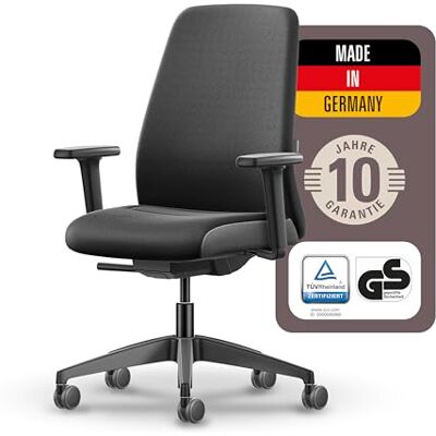 Interstuhl Style Soft Ergonomischer Bürostuhl – Gepolsterter Schreibtischstuhl mit Automatik-Mechanik, Belastbar bis 150kg, Nachhaltiger Stoff, TÜV-geprüft, 10 J. Garantie, Made in Germany, schwarz Interstuhl Style Soft Ergonomischer Bürostuhl – Gepolsterter Schreibtischstuhl mit Automatik-Mechanik, Belastbar bis 150kg, Nachhaltiger Stoff, TÜV-geprüft, 10 J. Garantie, Made in Germany, schwarz
