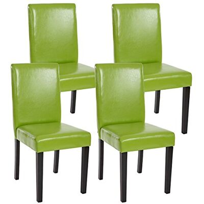Mendler 4er-Set Stuhl Littau Kunstleder, grün, dunkle Beine Küchenstuhl, Esszimmerstuhl Mendler 4er-Set Stuhl Littau Kunstleder, grün, dunkle Beine Küchenstuhl, Esszimmerstuhl