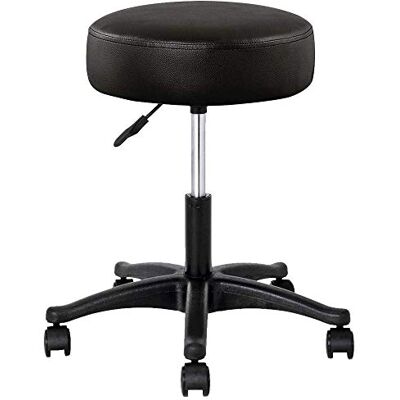 BAKAJI Kosmetikhocker mit Sitzfläche aus Kunstleder, extra gepolstert, drehbar, verstellbar mit 5 Rollen, für Zuhause, Büro, Arztpraxis, Massage, Physiotherapie, Schönheitssalon, Schwarz BAKAJI Kosmetikhocker mit Sitzfläche aus Kunstleder, extra gepolstert, drehbar, verstellbar mit 5 Rollen, für Zuhause, Büro, Arztpraxis, Massage, Physiotherapie, Schönheitssalon, Schwarz
