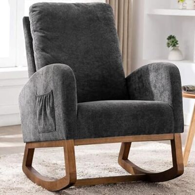 BAKAJI - Poltrona A Dondolo - Grau Stoff - Rocking Chair BAKAJI - Poltrona A Dondolo - Grau Stoff - Rocking Chair