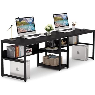 Tribesigns Schreibtisch Computertisch 200 x 60 x 75 cm Doppelter Langer Schreibtisch Holz, computertisch Arbeitstisch PC Tisch Bürotisch Konferenztisch für Home Office, Schwarz Tribesigns Schreibtisch Computertisch 200 x 60 x 75 cm Doppelter Langer Schreibtisch Holz, computertisch Arbeitstisch PC Tisch Bürotisch Konferenztisch für Home Office, Schwarz