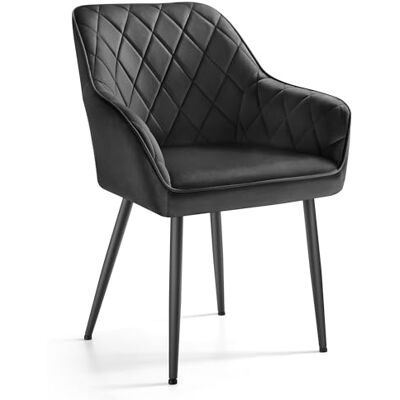 SONGMICS Esszimmerstuhl, Küchenstuhl, Sessel, Samt, Polsterstuhl mit Armlehnen, Loungesessel, bis 120 kg belastbar, Metallbeine, für Esszimmer, Küche, tintenschwarz LDC088B01 SONGMICS Esszimmerstuhl, Küchenstuhl, Sessel, Samt, Polsterstuhl mit Armlehnen, Loungesessel, bis 120 kg belastbar, Metallbeine, für Esszimmer, Küche, tintenschwarz LDC088B01