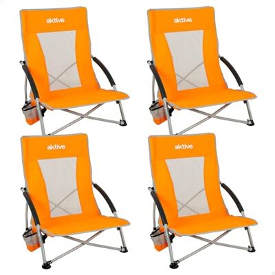 AKTIVE Set mit 4 Klappstühlen, niedriger Sitz, 50 x 51 x 67 cm, aus Stahl, Polyester und Mesh, gepolsterte Armlehnen, mit seitlichen Untersetzern, max. 110 kg, inklusive Tragetasche (85499) AKTIVE Set mit 4 Klappstühlen, niedriger Sitz, 50 x 51 x 67 cm, aus Stahl, Polyester und Mesh, gepolsterte Armlehnen, mit seitlichen Untersetzern, max. 110 kg, inklusive Tragetasche (85499)