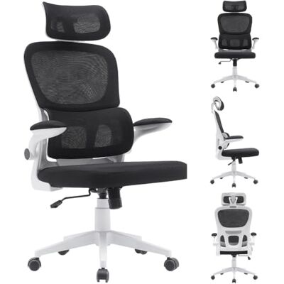 BAKAJI Bürostuhl aus ergonomischem Stoff mit Rückenlehne, Lendenwirbelstütze und Kopfstütze, drehbarer Schreibtischstuhl, höhenverstellbar, atmungsaktiver Schweißschutzbezug (schwarz) BAKAJI Bürostuhl aus ergonomischem Stoff mit Rückenlehne, Lendenwirbelstütze und Kopfstütze, drehbarer Schreibtischstuhl, höhenverstellbar, atmungsaktiver Schweißschutzbezug (schwarz)