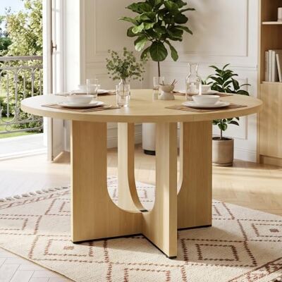Merax Esstisch Rund 120 cm, MDF Holztisch Eichenfarbe für 4-6 Personen Runder Esstisch 120 cm in Eichenfarbe aus MDF für 4-6 Personen.Skandinavisches Design für Esszimmer, Küche und Wohnbereich Merax Esstisch Rund 120 cm, MDF Holztisch Eichenfarbe für 4-6 Personen Runder Esstisch 120 cm in Eichenfarbe aus MDF für 4-6 Personen.Skandinavisches Design für Esszimmer, Küche und Wohnbereich