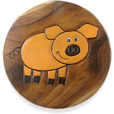 ART Vielseitiger Kinderhocker Holzhocker rund aus Massivholz Tiermotiv Schwein mit vielen Einsatz Möglichkeiten ART Vielseitiger Kinderhocker Holzhocker rund aus Massivholz Tiermotiv Schwein mit vielen Einsatz Möglichkeiten