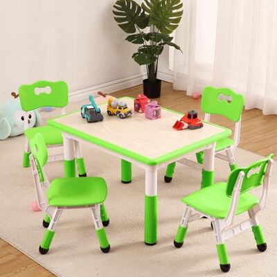 Furntrastar Höhenverstellbares Kinder Tisch- und Stuhlset (1 Tisch + 4 Stühle) Tisch höhenverstellbar von 48–60 cm (7 Stufen) Stühle höhenverstellbar von 27–31 cm (3 Stufen) Beschreibbare Graffiti-Tis Furntrastar Höhenverstellbares Kinder Tisch- und Stuhlset (1 Tisch + 4 Stühle) Tisch höhenverstellbar von 48–60 cm (7 Stufen) Stühle höhenverstellbar von 27–31 cm (3 Stufen) Beschreibbare Graffiti-Tis
