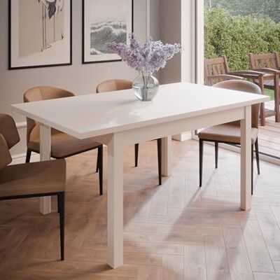 Forte Oak SQUERE Esstisch 120, eleganter Esszimmertisch, ausziehbar, Holzwerkstoff, Kaschmir/Beige, 120,4 cm (160,4) breit x 76,6 cm hoch x 80 cm tief Forte Oak SQUERE Esstisch 120, eleganter Esszimmertisch, ausziehbar, Holzwerkstoff, Kaschmir/Beige, 120,4 cm (160,4) breit x 76,6 cm hoch x 80 cm tief