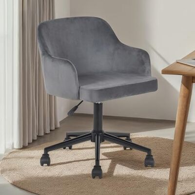 IDIMEX Home-Office Drehstuhl OLIVER gepolstert, Hellgrau – ergonomischer Schreibtischstuhl mit Veloursbezug, Metallgestell in Schwarz, höhenverstellbar, 5 Rollen aus Kunststoff, kompakte Maße für Büro IDIMEX Home-Office Drehstuhl OLIVER gepolstert, Hellgrau – ergonomischer Schreibtischstuhl mit Veloursbezug, Metallgestell in Schwarz, höhenverstellbar, 5 Rollen aus Kunststoff, kompakte Maße für Büro