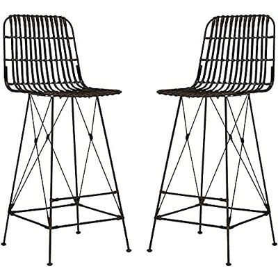 Safavieh Modern Set of 2 Bar & Counter Stools, in Brown and Black Safavieh Modern Set of 2 Bar & Counter Stools, in Brown and Black