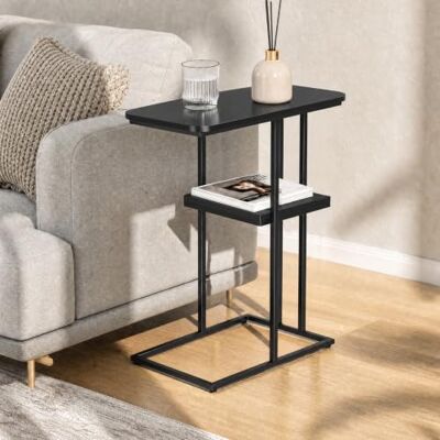 LANTUS Sofatisch Betttisch Nachttisch Kleiner Tisch, Beistelltisch C-Form Rollen, Wohnzimmertisch für Kaffee und Laptop,50 x 30 x 58 cm (Schwarze Platte + Schwarze Beine) LANTUS Sofatisch Betttisch Nachttisch Kleiner Tisch, Beistelltisch C-Form Rollen, Wohnzimmertisch für Kaffee und Laptop,50 x 30 x 58 cm (Schwarze Platte + Schwarze Beine)