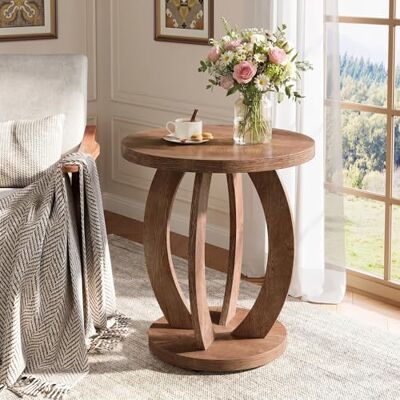 LITTLE TREE Beistelltisch Rund Holz, Couchtisch Vintage Pastoralstil, 50 cm Runder Beistelltisch mit Stauraum, Nachttisch Kleiner Tisch Sofatisch für Wohnzimmer Schlafzimmer Balkon, Braun LITTLE TREE Beistelltisch Rund Holz, Couchtisch Vintage Pastoralstil, 50 cm Runder Beistelltisch mit Stauraum, Nachttisch Kleiner Tisch Sofatisch für Wohnzimmer Schlafzimmer Balkon, Braun