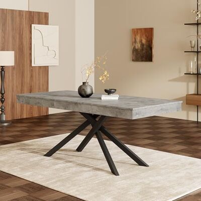 Merax Ausziehbarer Esstisch 140/180 x 80 cm, rechteckiger Tisch, Esszimmertisch mit extra starker Tischplatte, Metall-Kreuzbeine, Küche & Wohnzimmer, Grau Merax Ausziehbarer Esstisch 140/180 x 80 cm, rechteckiger Tisch, Esszimmertisch mit extra starker Tischplatte, Metall-Kreuzbeine, Küche & Wohnzimmer, Grau