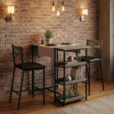 Garvee Bar Tisch Und Stühle Set, 3 Stück Bar Tisch Set Mit Mit Flip Top Erweiterung Und Aufbewahrung Regale, Esstisch Set Für 2, Geeignet Für Kleine Raum Küche Wohnung,Grau Garvee Bar Tisch Und Stühle Set, 3 Stück Bar Tisch Set Mit Mit Flip Top Erweiterung Und Aufbewahrung Regale, Esstisch Set Für 2, Geeignet Für Kleine Raum Küche Wohnung,Grau