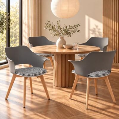 ALBATROS Esszimmerstühle 4er Set Aalborg, Grau Beine aus Buche Massiv-Holz, Skandinavisches Retro-Design, bequemer Schalenstuhl Eleganter Küchenstuhl, Stuhl Esszimmer für Esstisch ALBATROS Esszimmerstühle 4er Set Aalborg, Grau Beine aus Buche Massiv-Holz, Skandinavisches Retro-Design, bequemer Schalenstuhl Eleganter Küchenstuhl, Stuhl Esszimmer für Esstisch
