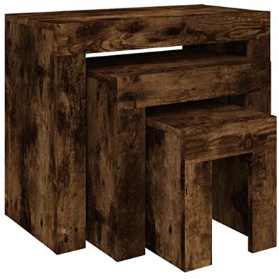 vidaXL Satztisch, Beistelltisch Set für Wohnzimmer Schlafzimmer Büro, Couchtisch Kaffeetisch Stapelbar, Wohnzimmertisch Nachttisch Tisch, Räuchereiche Holzwerkstoff vidaXL Satztisch, Beistelltisch Set für Wohnzimmer Schlafzimmer Büro, Couchtisch Kaffeetisch Stapelbar, Wohnzimmertisch Nachttisch Tisch, Räuchereiche Holzwerkstoff
